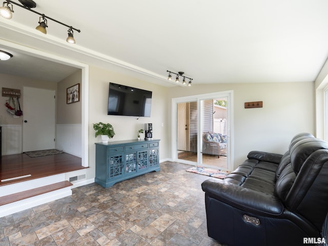 1100 Hampton Rd, Washington, IL 61571 - living area with rail lighting and stone finish floors