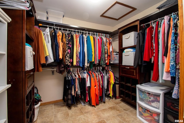 499 Goodsill Dr, East Galesburg, IL 61430 - walk in closet featuring attic access and tile patterned flooring