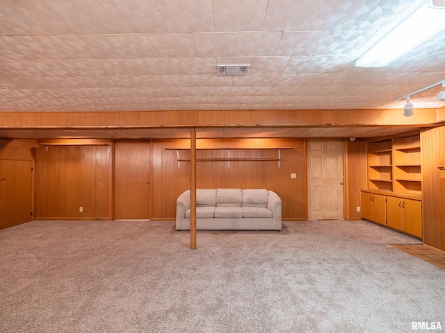 204 Ivanhoe Way, Bloomington, IL 61701 - finished below grade area with carpet, wood walls, and rail lighting