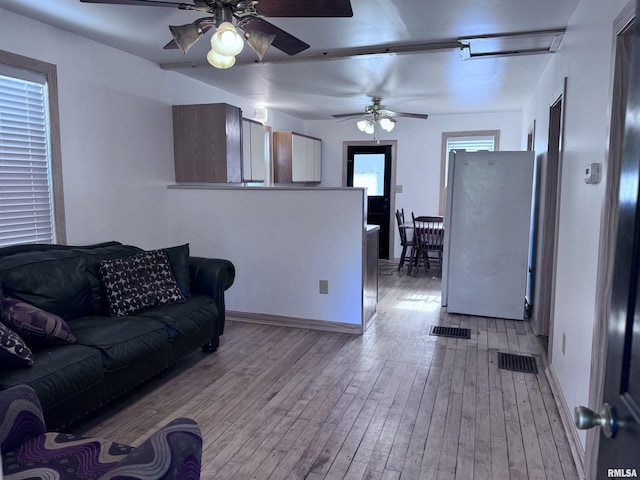1807 N 5th St, Chillicothe, IL 61523 - living room featuring ceiling fan and light wood-style floors