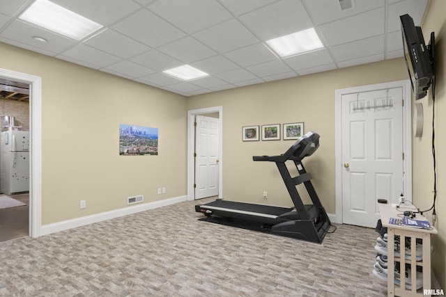 10615 N Collett Rd, Peoria, IL 61615 - exercise area featuring a drop ceiling and carpet flooring