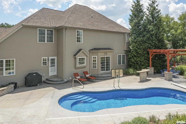 10615 N Collett Rd, Peoria, IL 61615 - outdoor pool with a patio, a pergola, grilling area, and entry steps