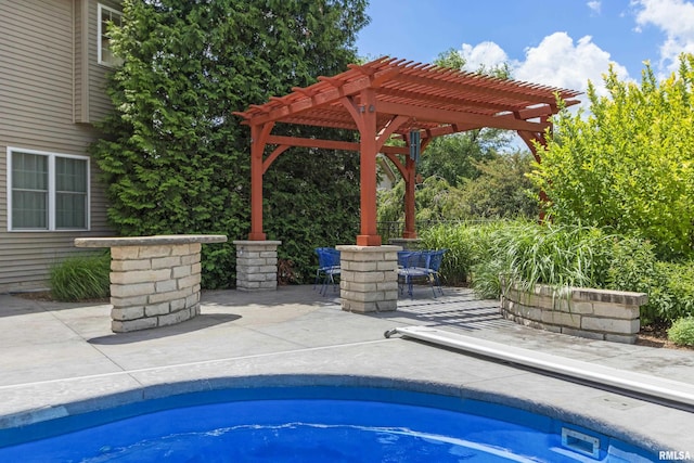 10615 N Collett Rd, Peoria, IL 61615 - outdoor pool with a pergola, a patio, and outdoor dining area