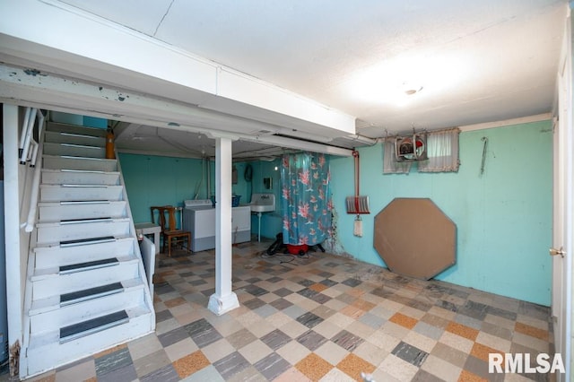 1425 Arthur St, Pekin, IL 61554 - finished basement with washer / dryer, light floors, and stairs