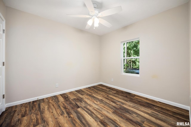 117 Hazel Ct, Creve Coeur, IL 61610 - spare room with dark wood-type flooring and a ceiling fan