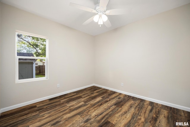 117 Hazel Ct, Creve Coeur, IL 61610 - empty room featuring dark wood finished floors and a ceiling fan