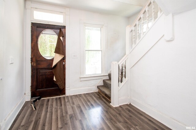 2211 N Bigelow St, Peoria, IL 61604 - foyer with stairs and dark wood-style flooring