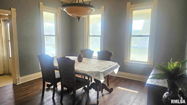 658 E Maple St, Canton, IL 61520 - dining space with plenty of natural light, dark wood finished floors, and a textured wall