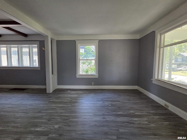 1310 N Sheridan Rd, Peoria, IL 61606 - unfurnished room featuring plenty of natural light, dark wood finished floors, and beam ceiling