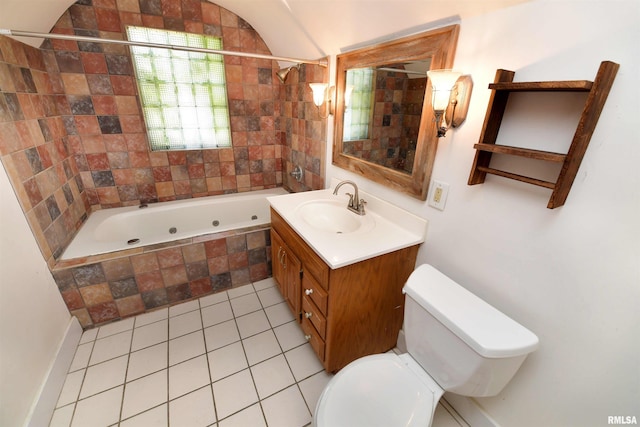 300 E Embert Pl, Peoria, IL 61603 - full bath with vanity, a combined bath / shower with jetted tub, and tile patterned flooring