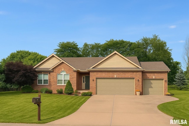 310 Westminster Rd, Metamora, IL 61548 - single story home featuring an attached garage, concrete driveway, a front lawn, and brick siding