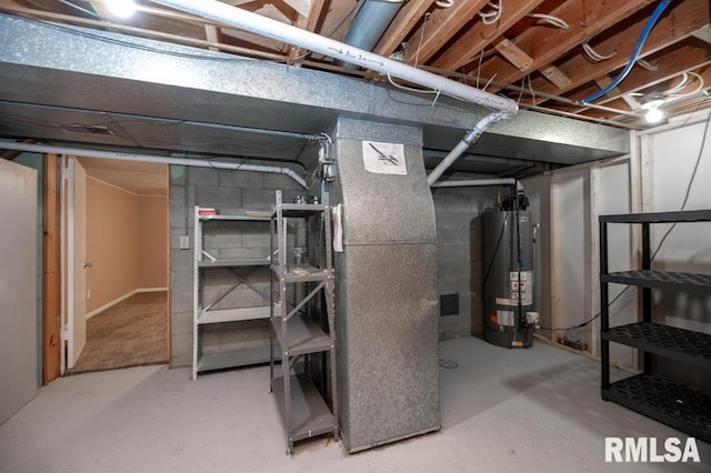 470 E Hazelwood St, Morton, IL 61550 - unfinished below grade area featuring gas water heater and heating unit