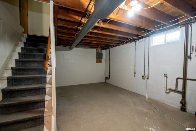339 N Dr, Morton, IL 61550 - basement with stairway and electric panel