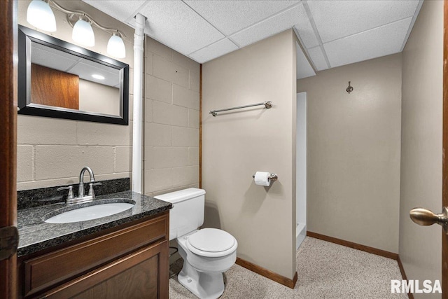 303 W 3rd Ave, Deer Creek, IL 61733 - full bathroom featuring vanity, a shower, and a paneled ceiling
