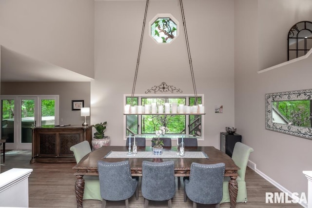 408 W Ravinwoods Rd, Peoria, IL 61615 - dining area with a high ceiling and wood finished floors