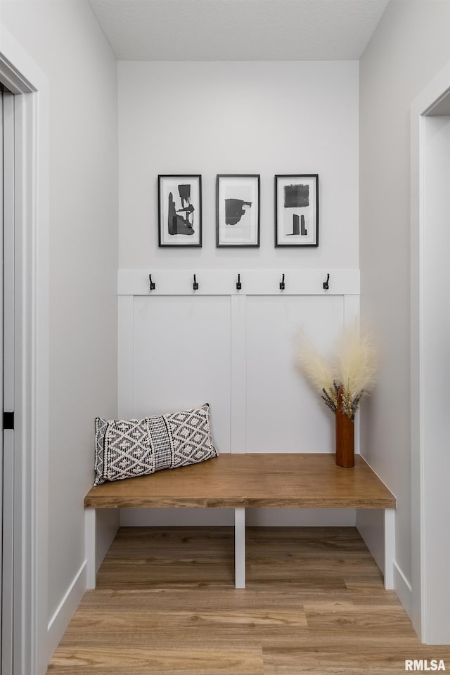 mudroom featuring light wood-type flooring