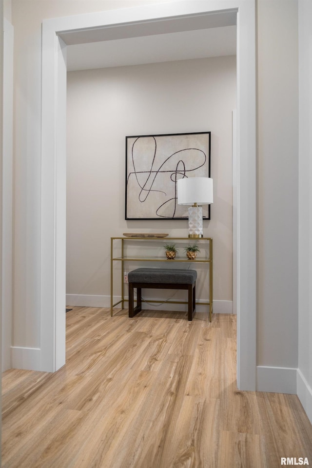 interior space with light hardwood / wood-style flooring