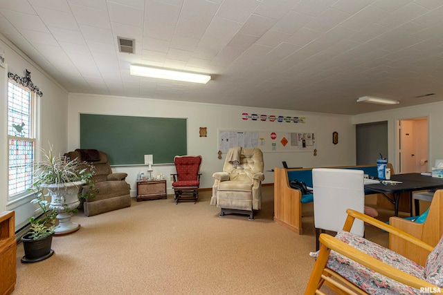 carpeted living room with a healthy amount of sunlight