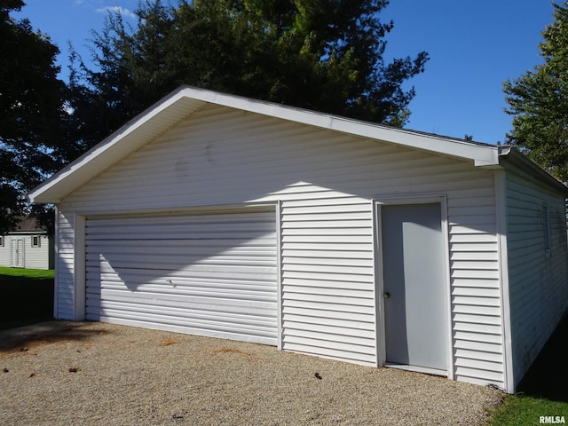 view of detached garage