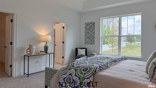 carpeted bedroom featuring multiple windows