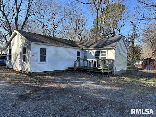 view of front of home with a deck