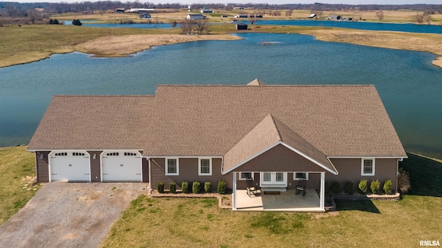 exterior space featuring a water view