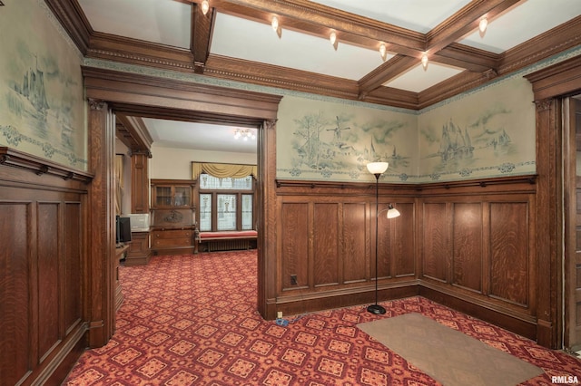 interior space featuring beam ceiling and coffered ceiling