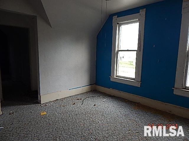 additional living space featuring carpet and vaulted ceiling