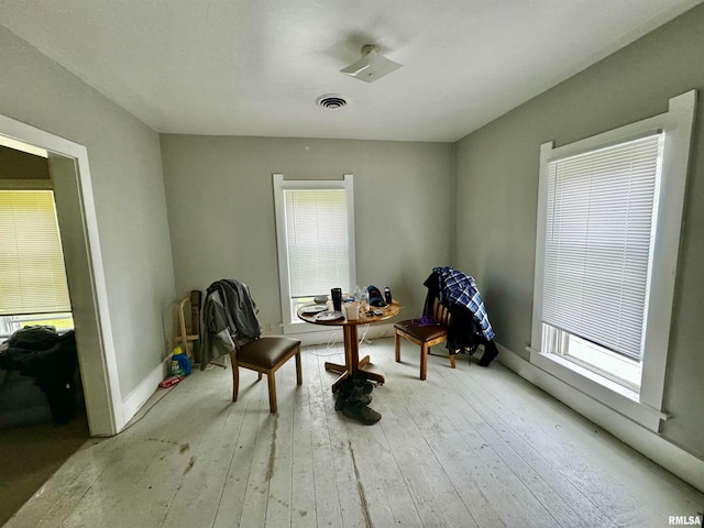 interior space with light hardwood / wood-style floors