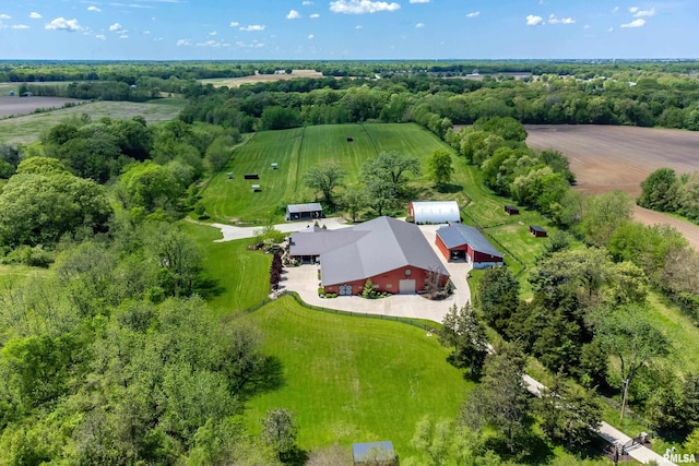 bird's eye view with a rural view