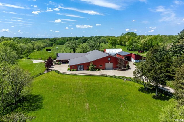 aerial view with a rural view