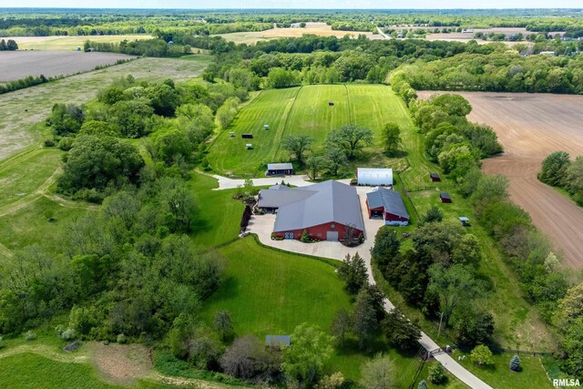 drone / aerial view with a rural view