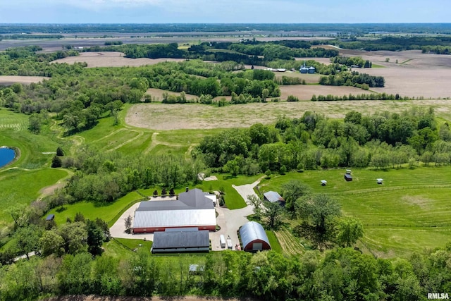 birds eye view of property featuring a rural view