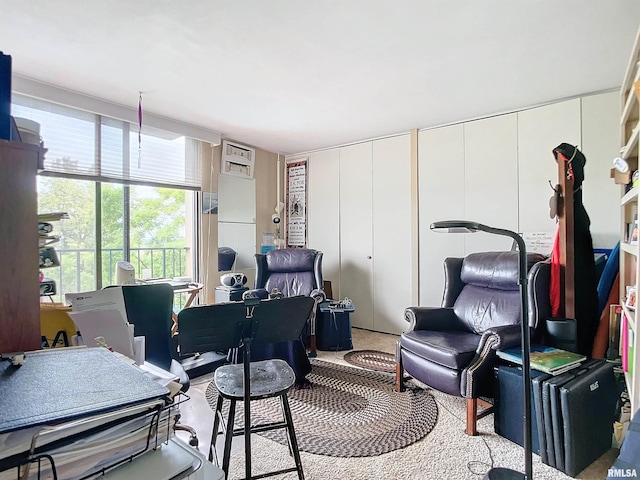 view of carpeted home office