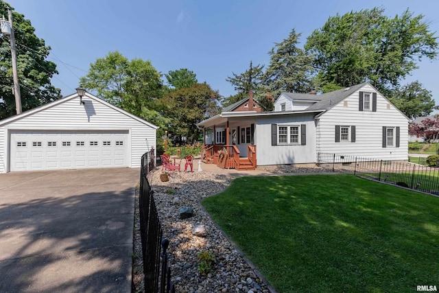 exterior space with a garage and a front yard