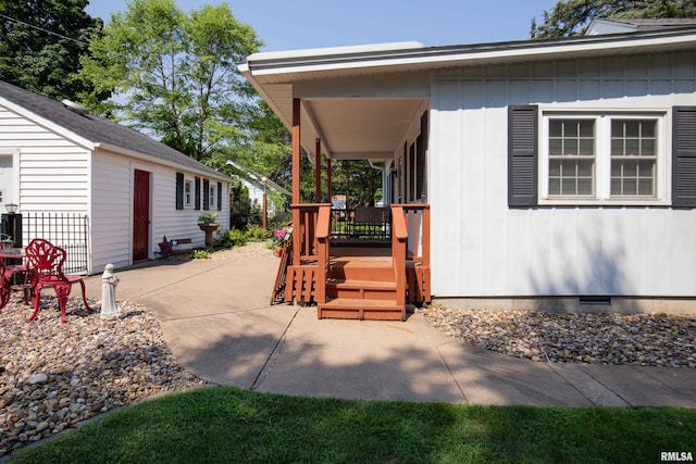 view of patio / terrace with a wooden deck