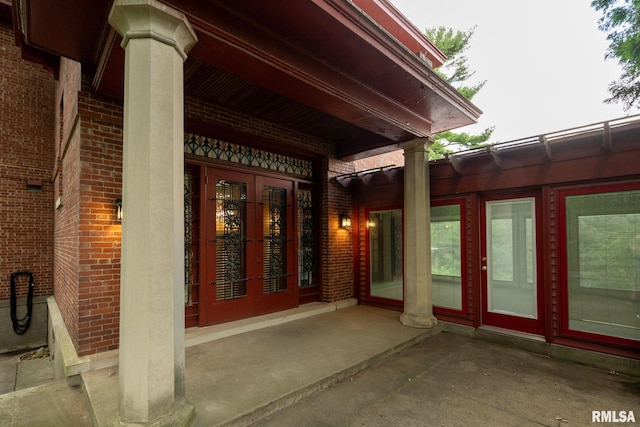 doorway to property featuring french doors