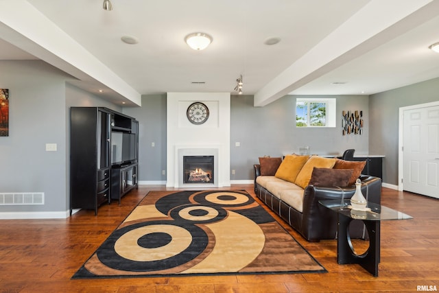 living room featuring hardwood / wood-style flooring