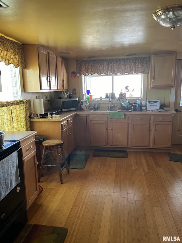 kitchen featuring plenty of natural light and hardwood / wood-style floors