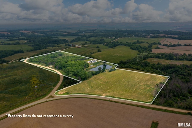 drone / aerial view with a rural view