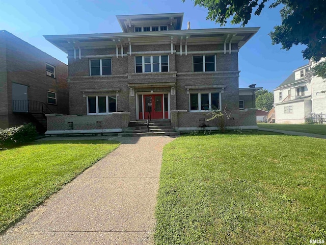 italianate home featuring a front yard