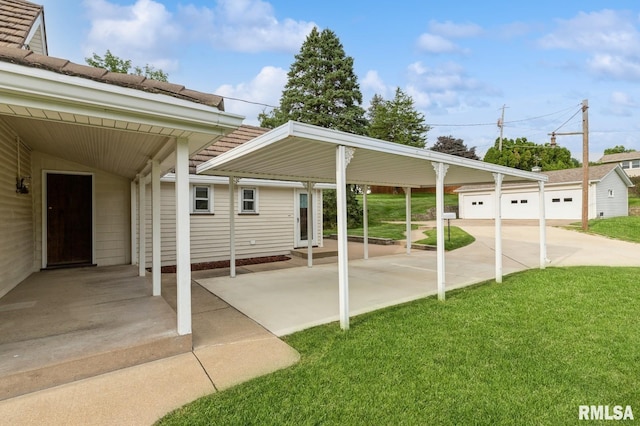 view of car parking with a yard