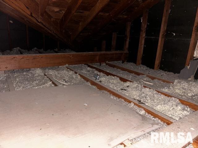 view of unfinished attic