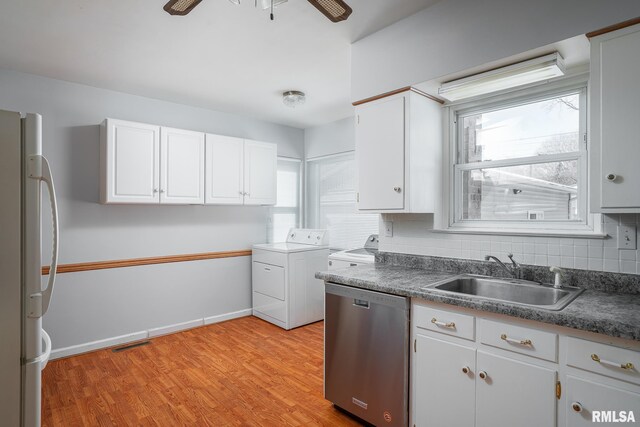 spare room featuring ceiling fan and dark hardwood / wood-style floors