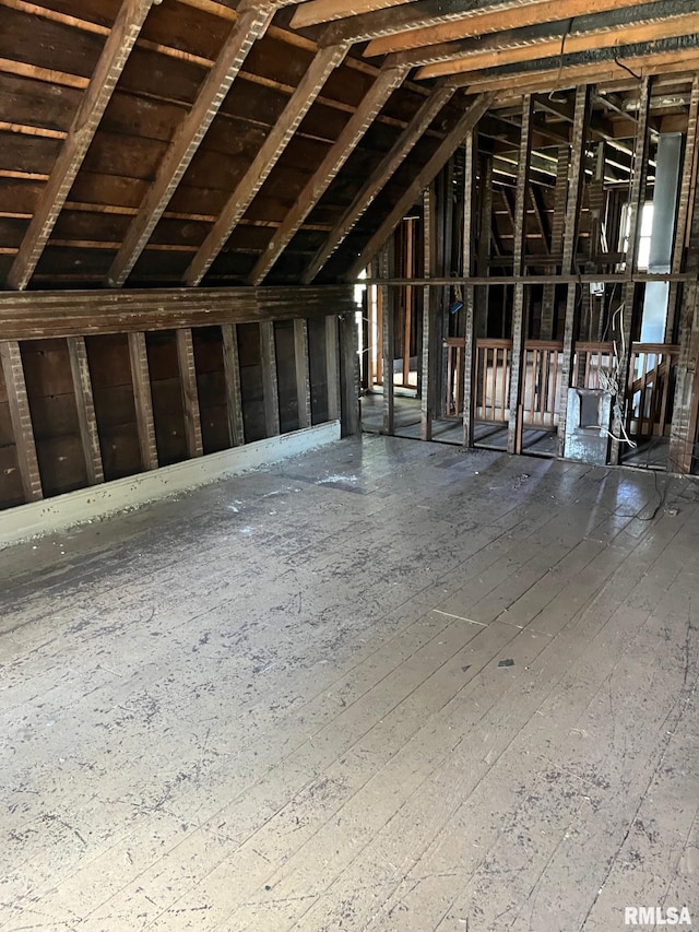 view of unfinished attic