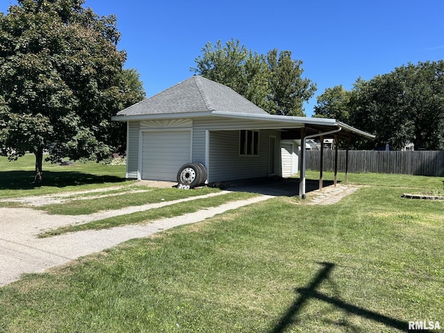 exterior space featuring a lawn and a carport