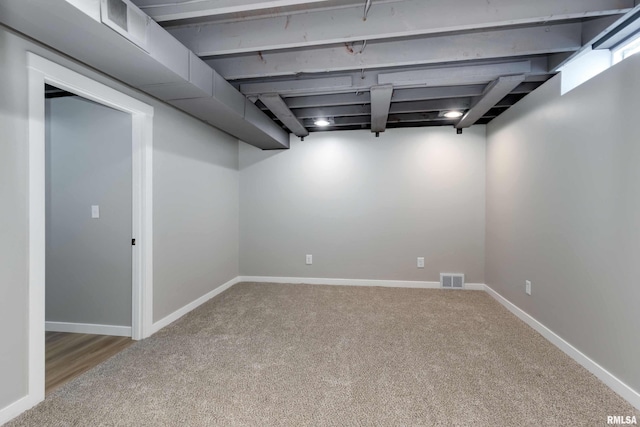 basement featuring carpet floors