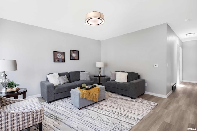 living room with light wood-type flooring