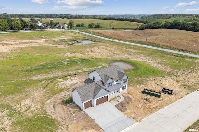 bird's eye view with a rural view