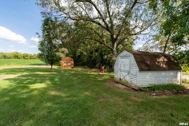 view of yard with a shed